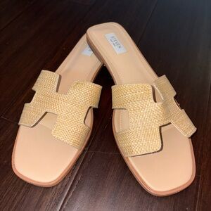 Steve Madden Tan Sandals H-Shaped Cutout Design